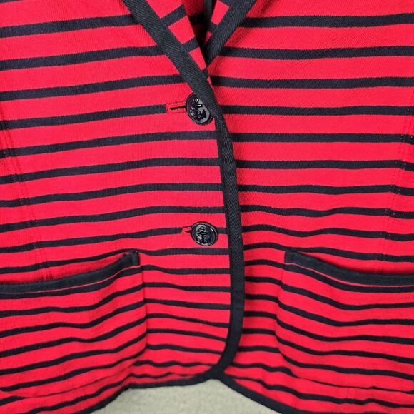 Talbots Blazer Jacket SP Red Blue Striped Cotton Knit Patriotic Nautical NWT - Picture 4 of 16